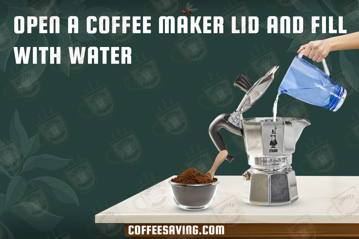 Open a Coffee Maker Lid and Fill With Water​